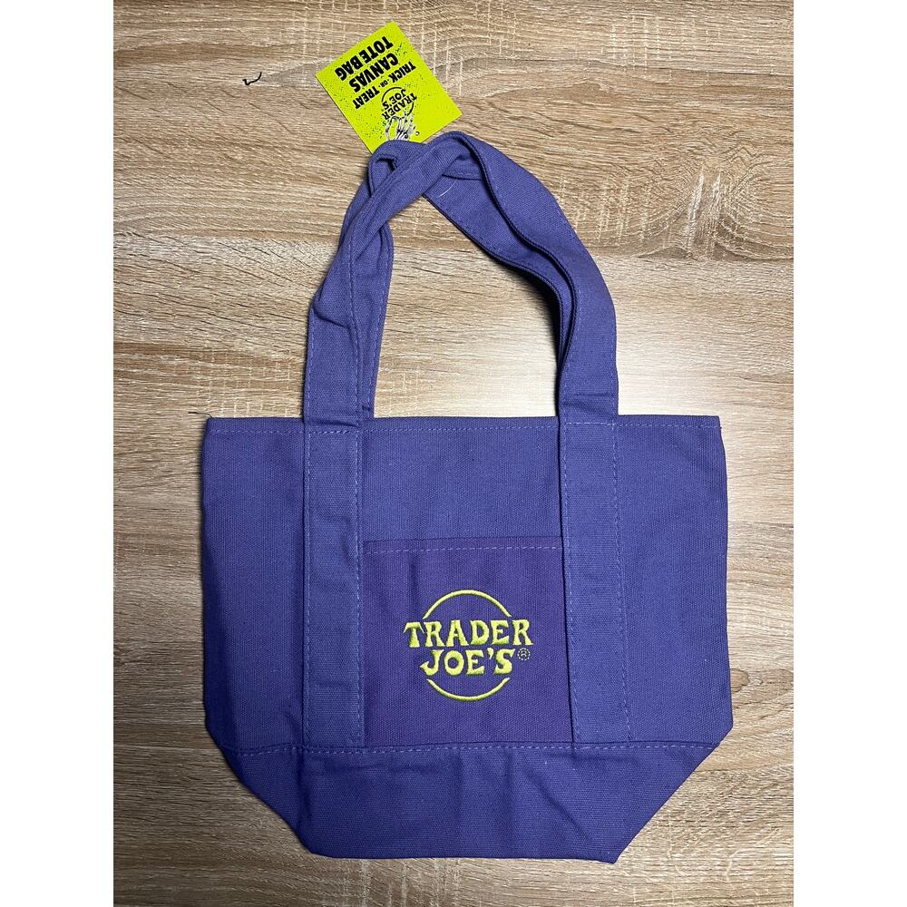 Trader Joe's Mini Halloween Purple Canvas Tote Bag - NEW